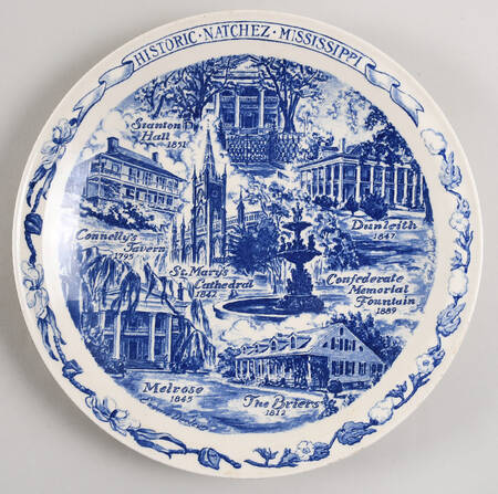 City Plates Historic Natchez Mississippi - No Box-Mississippi Motif3-Blue