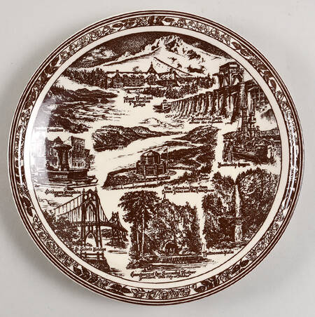 City Plates Portland - No Box-Oregon Motif 1-Brown