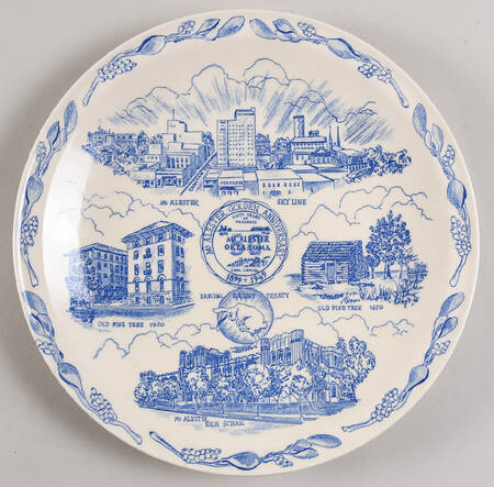 City Plates Mc Alister Oklahoma - No Box-Oklahoma Motif 2-Blue