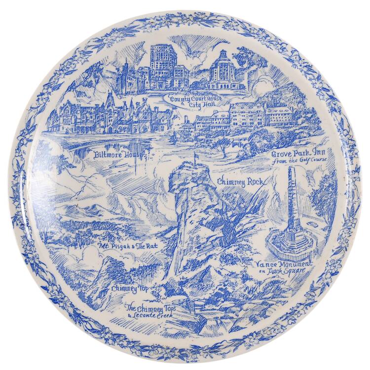 City Plates Ashville North Carolina-Blue - No Box-North Carolina Motif 2-Blue