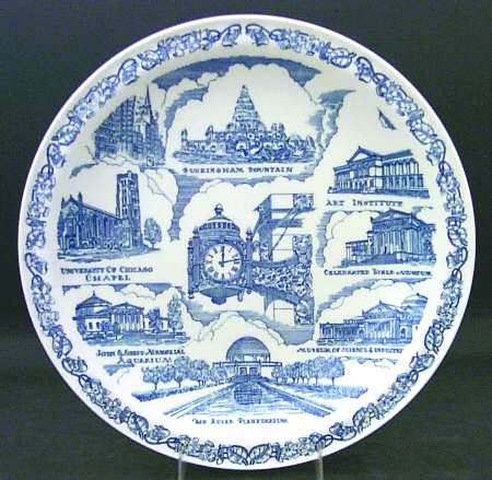 City Plates Chicago Illinois-Blue - No Box-Illinois Motif 1-Blue
