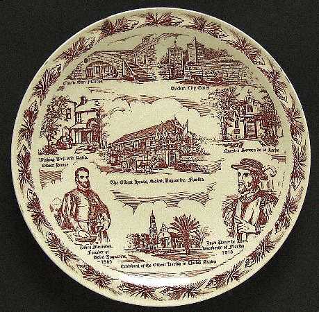 City Plates St Augustine Florida-Brown - No Box-Florida Motif 4-Brown