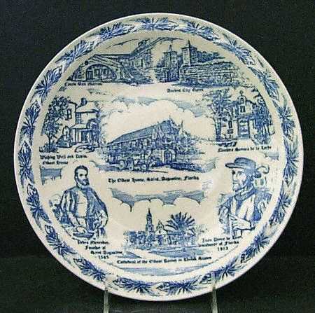 City Plates St Augustine Florida-Blue - No Box-Florida Motif 4-Blue