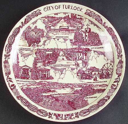 City Plates Turlock California-Brown - No Box-California Motif20-Brown