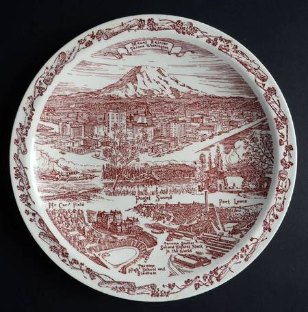 City Plates Tacoma Washington-Red - No Box-Washington Motif 1-Red