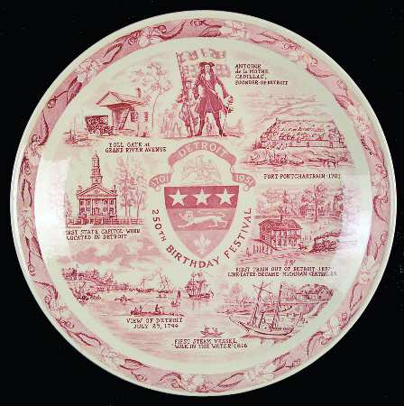 City Plates Detroit Michican-Red - No Box-Michigan Motif 1-Red