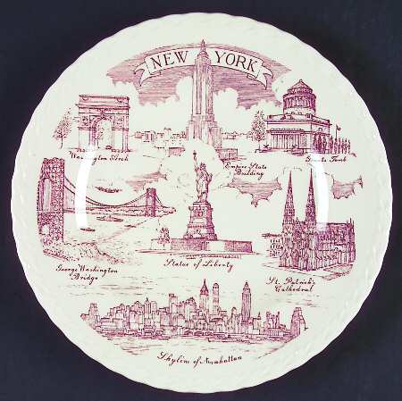 City Plates Manhattan New York-Red - No Box-New York Motif 1-Red