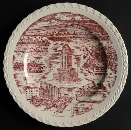 City Plates Miami Florida-Red - No Box-Florida Motif 2-Red