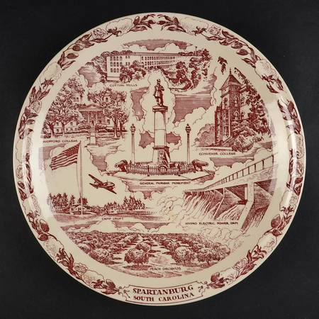 City Plates Spartanburg South Carolina-Red - No Box-S Carolina Motif 2-Red