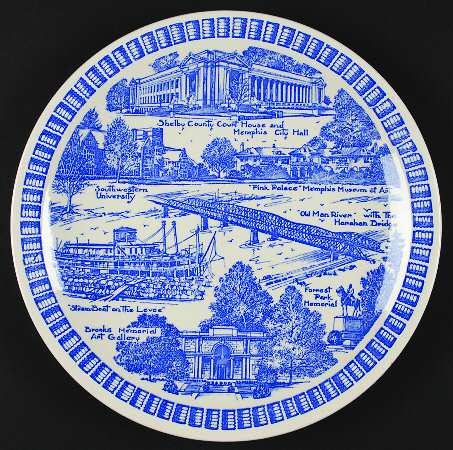 City Plates Memphis Tennessee-Blue - No Box-Tennessee Motif 1-Blue
