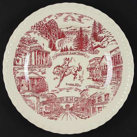 City Plates Reno Nevada-Red - No Box-Nevada Motif 1-Red