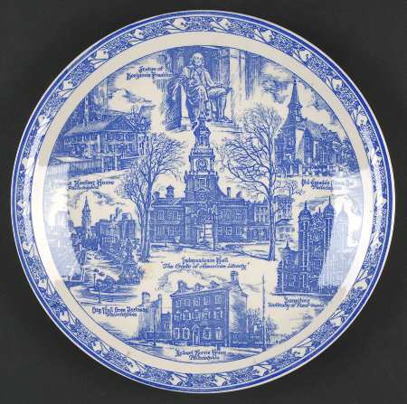 City Plates Philadelphia Pennsylvania-Blue - No Box-Pennsylvania Motif 1-Blue