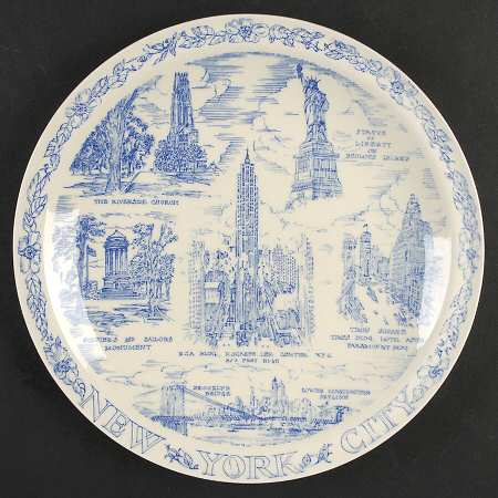 City Plates New York City New York-Blue - No Box-New York Motif 2-Blue