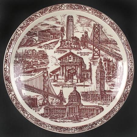 City Plates San Francisco California-Blue - No Box-California Motif11-Red