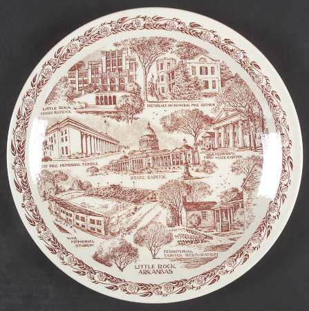 City Plates Little Rock Arkansas-Brown - No Box-Arkansas Motif 1-Brown