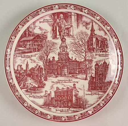 City Plates Philadelphia Pennsylvania-Red - No Box-Pennsylvania Motif1-Red
