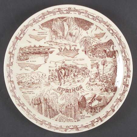 City Plates Palm Springs California-Red - No Box-California Motif 6-Red