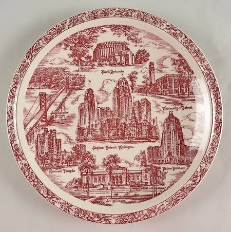 City Plates Detroit Michigan-Red - No Box-Michigan Motif 2-Red