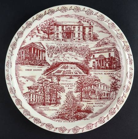 City Plates Savannah Georgia-Red - No Box-Georgia Motif 7-Red