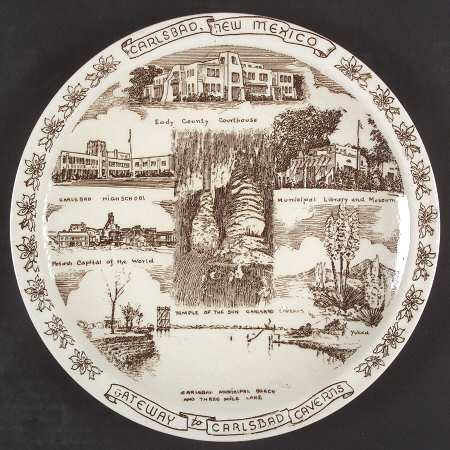 City Plates Carlsbad New Mexico-Brown - No Box-New Mexico Motif 2-Brown