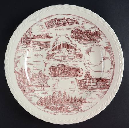 City Plates Sarasota & Bradenton Florida-Red - No Box-Florida Motif 7-Red
