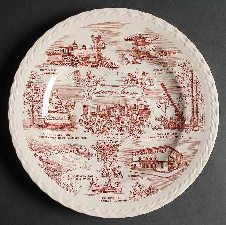 City Plates Chattanooga Tennessee-Red - No Box-Tennessee Motif 3-Red