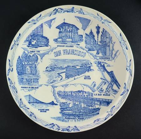 City Plates San Francisco California-Blue - No Box-California Motif24-Blue