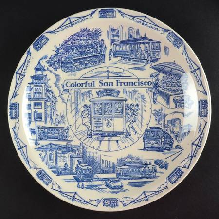 City Plates San Francisco-Street Cars - No Box-California Motif23-Blue
