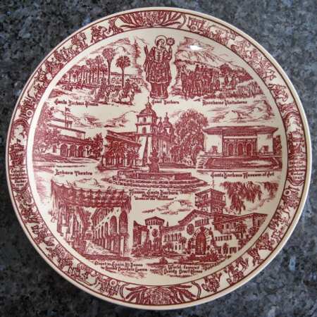 City Plates Santa Barbara California-Red - No Box-California Motif15-Red