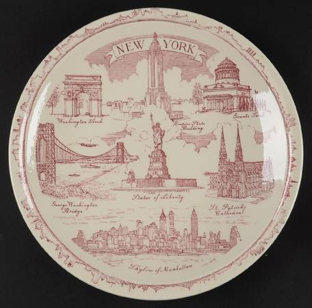 City Plates Manhattan New York-Red - No Box-New York Motif 3-Red