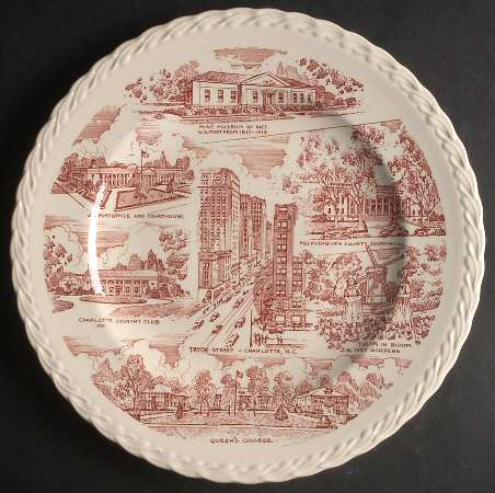 City Plates Charlotte North Carolina - No Box-North Carolina 1-Red Swirl