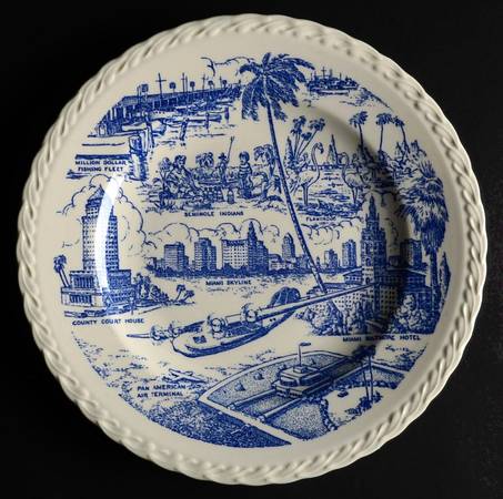 City Plates Miami Florida-Blue - No Box-Florida Motif 9 Blue