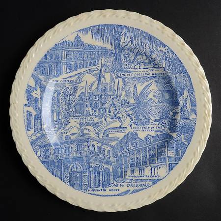 City Plates New Orleans Louisiana - No Box-Louisiana Motif 1-Blue Swirl