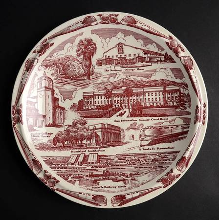 City Plates San Bernardino California-Red - No Box-California Motif 8-Red