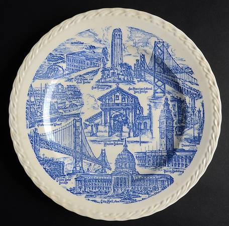 City Plates San Francisco California - No Box-California Motif11 Blue Swirl