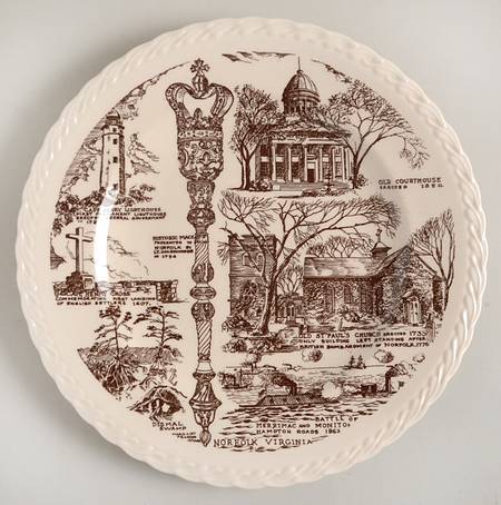 City Plates Norfolk Virginia - No Box-Virginia Motif 4-Brown Swirl