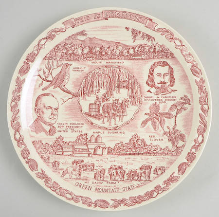 State Plate Vermont - No Box-Vermont Motif 1 Red