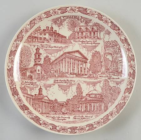 State Plate Virginia-Red - No Box-Virginia Motif 5
