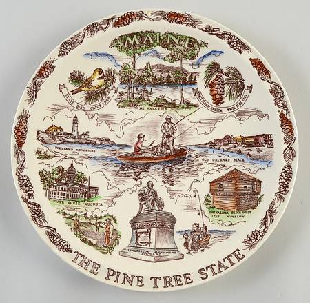 State Plate Maine The Pine Tree State - No Box-Maine Motif 1 - Multi