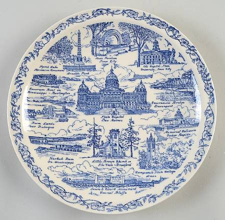 State Plate Iowa-Blue - No Box-Iowa Motif 1