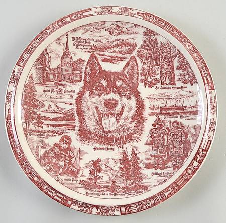 State Plate Alaska - No Box-Alaska Motif 2 Red