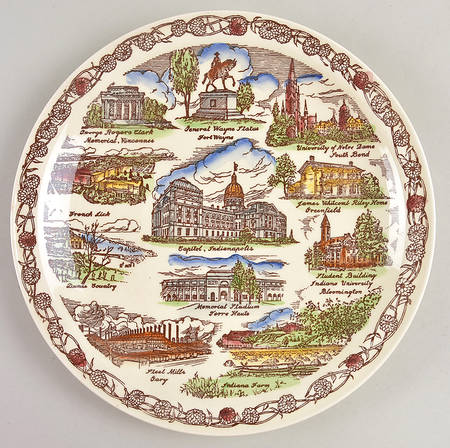 State Plate Indiana - No Box-Indiana Motif 2-Multico