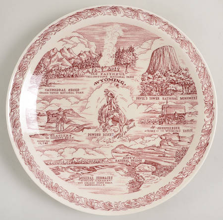 State Plate Wyoming-Red - No Box-Wyoming Motif 2