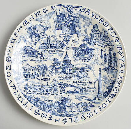State Plate Texas-Blue - No Box-Texas Motif 1-Blue