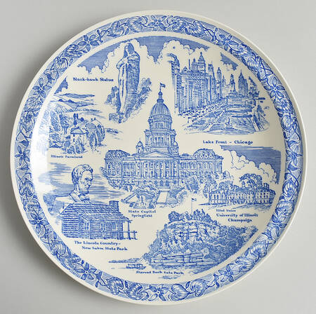 State Plate Illinois - No Box-Illinois Motif 1-Blue