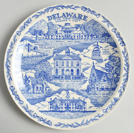 State Plate Delaware - No Box-Delaware Motif 1 Blue