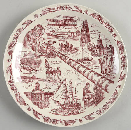 State Plate Connecticut-Red - No Box-Connecticut Motif 1