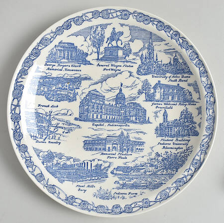 State Plate Indiana - No Box-Indiana Motif 2-Blue
