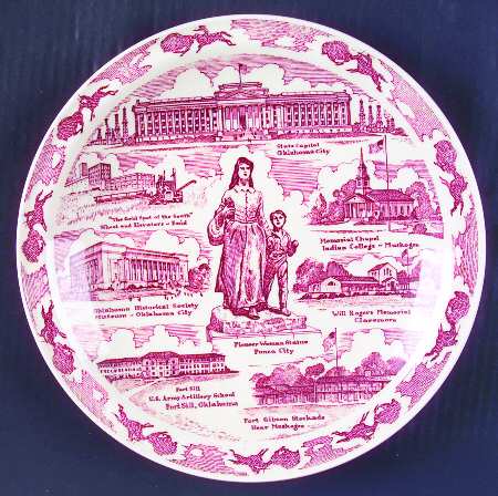 State Plate Oklahoma-Red - No Box-Oklahoma Motif 2