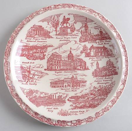 State Plate Indiana - No Box-Indiana Motif 2-Red